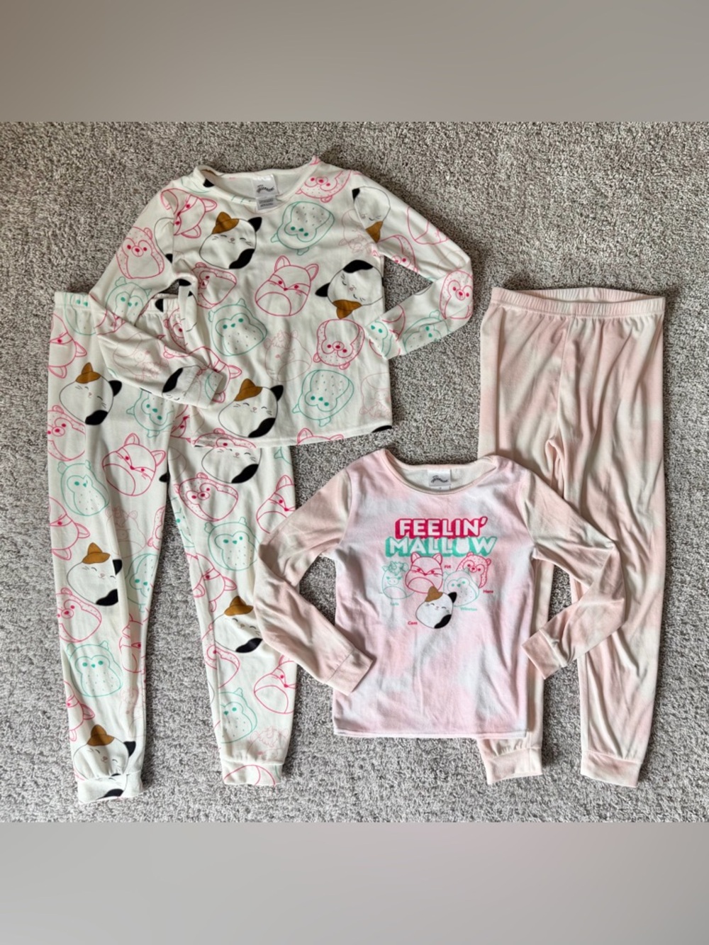 Squishmallows Pink and Mint Kids Pajama Set - Character Print